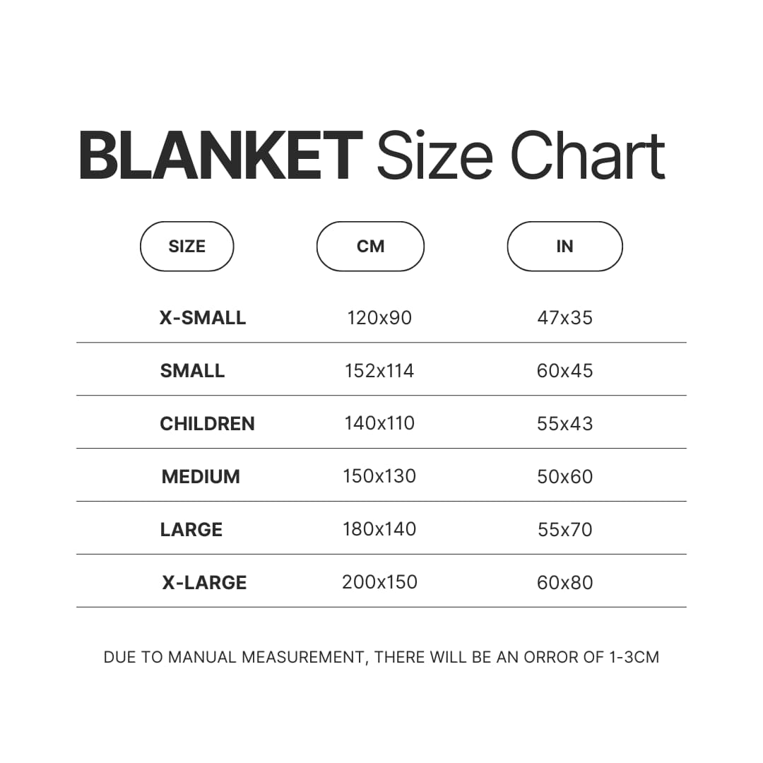 Blanket Size Chart - Resident Evil UK Store