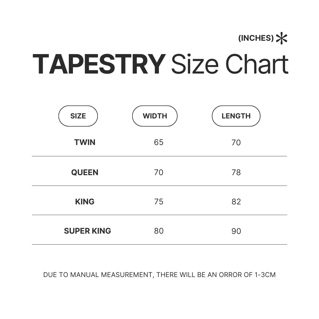 Tapestry Size Chart - Resident Evil Merch
